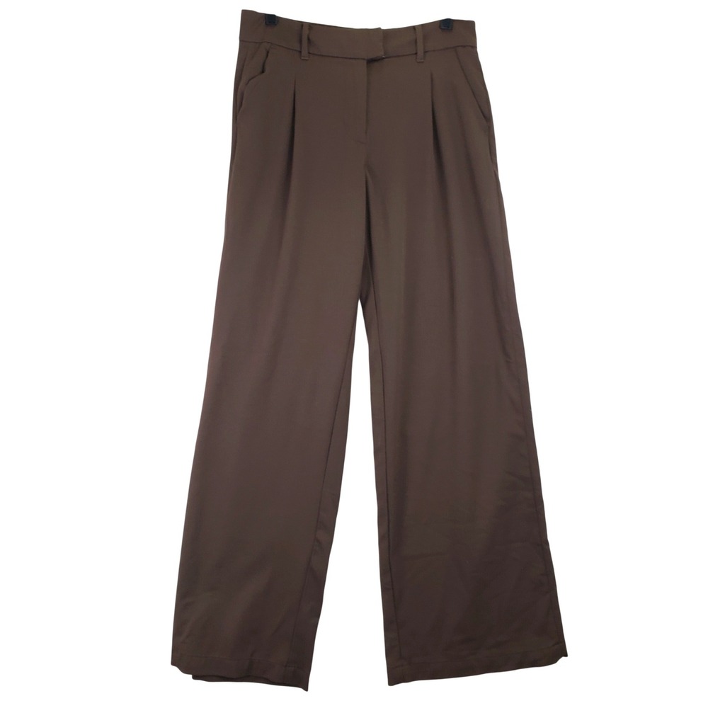 American Eagle Wide Leg Trousers Pants Womens 4 Long Brown Dark Academia Pleated